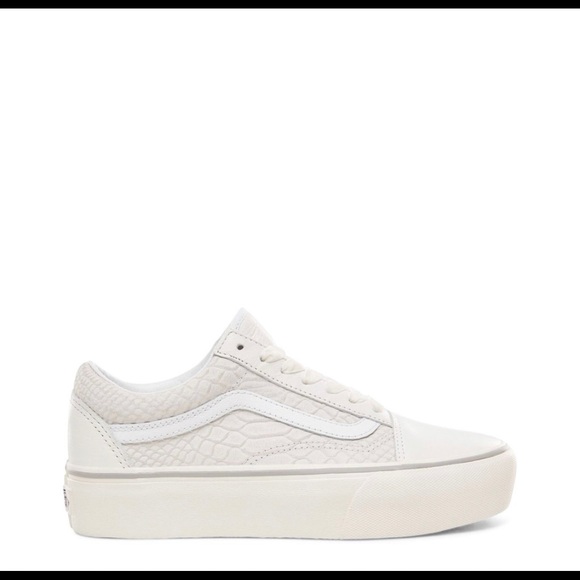 vans white leather platform
